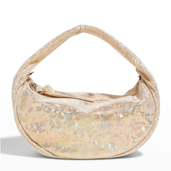 BY FAR baby Cush leather green shoulder bag purse zipper disco hologram $524 new - Picture 11 of 14